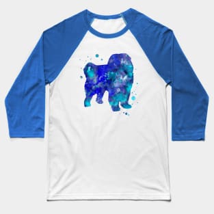 Blue Chow Chow Dog Watercolor Painting Baseball T-Shirt